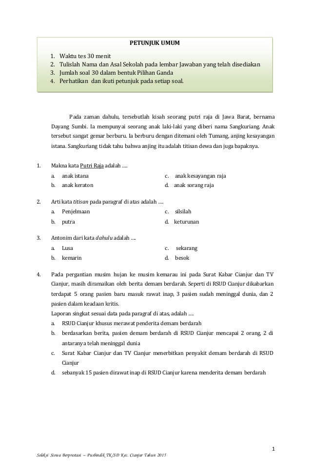Soal Antonim Sd - Bima Buku