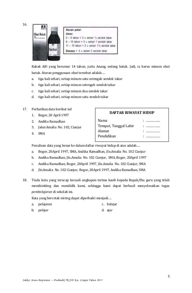 Soal Sispres B Indonesia