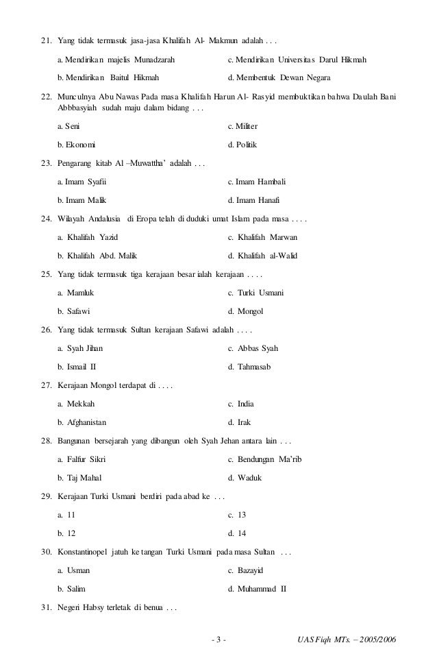 Soal Uts Ski Kelas 5 Semester 1