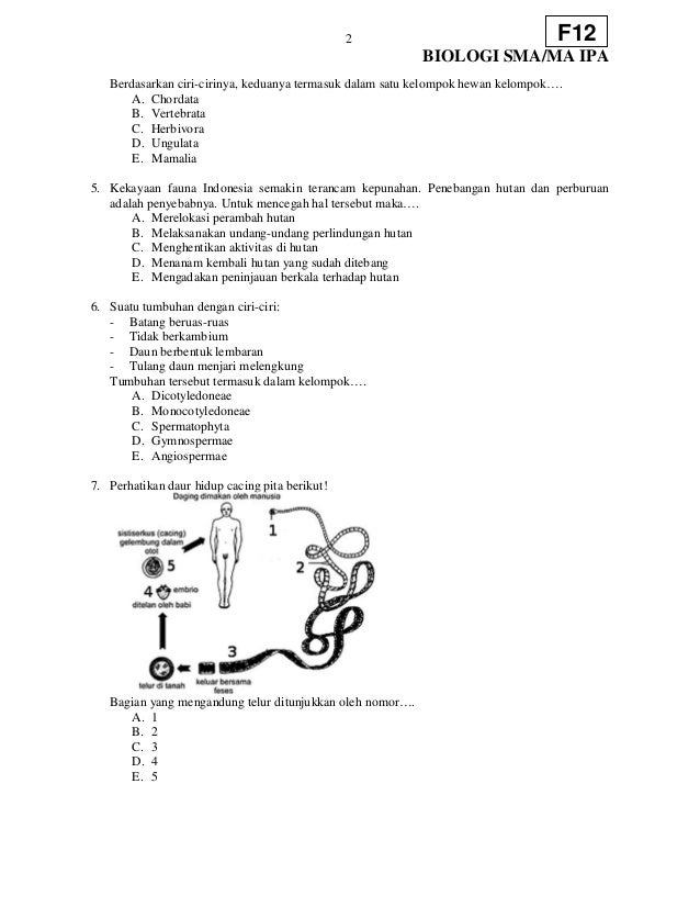 Soal sma biologi f12