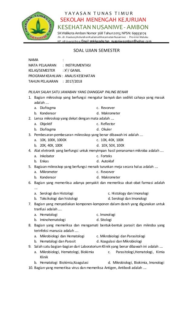 Soal Try Out Ukom Analis Kesehatan - Dunia Sosial