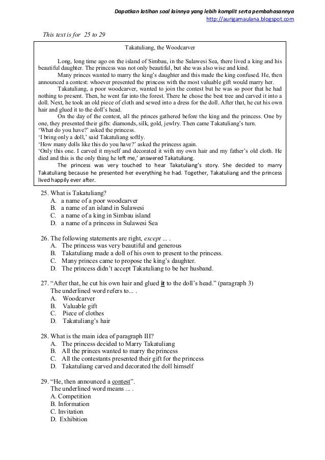 Soal Smp Bahasainggris