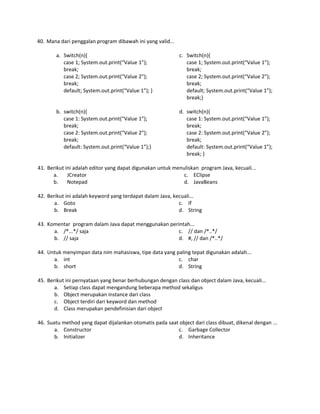 Soal soal pbo java | DOC