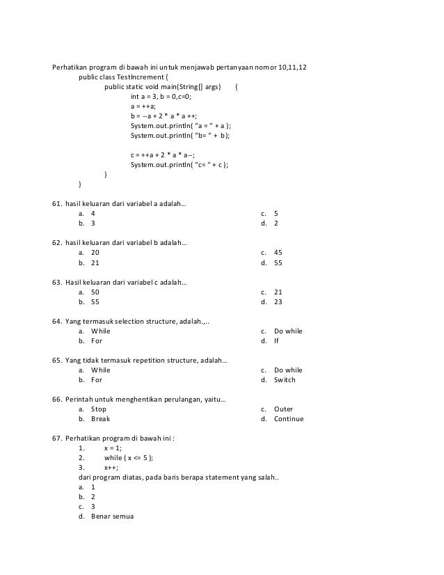 Soal soal pbo java Soal soal pbo java