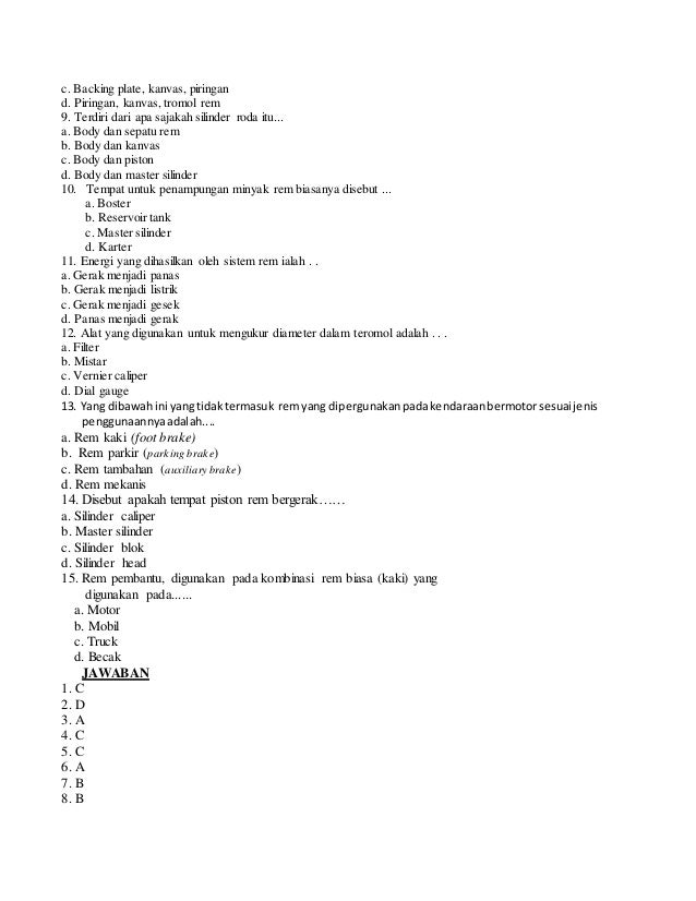 Contoh Soal Dan Jawaban Tune Up