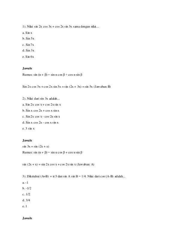 Soal Soal Trigonometri