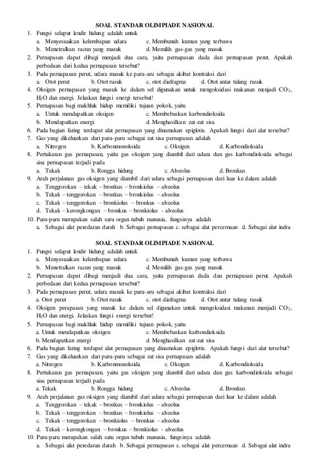 Soal standar olimpiade nasional SD SAINS