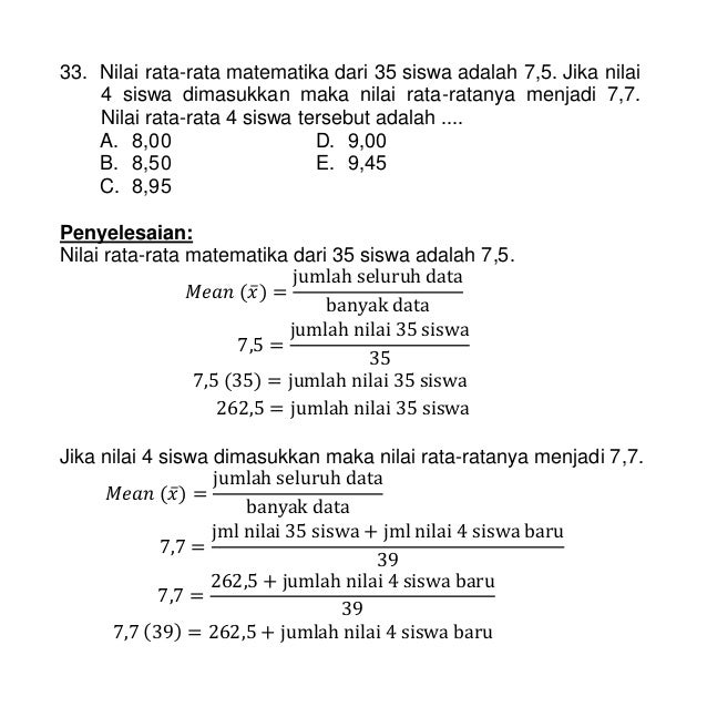 Soal statistika dan pembahasan