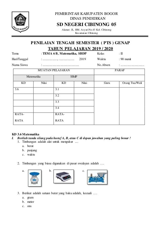 Soal Tema 6 B Kelas 2