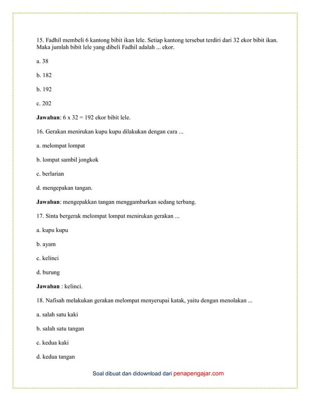 Contoh Soal Tematik Kelas 5 Tema 3 Subtema 3: Pengaruh Makanan Sehat Terhadap Pertumbuhan dan Perkembangan