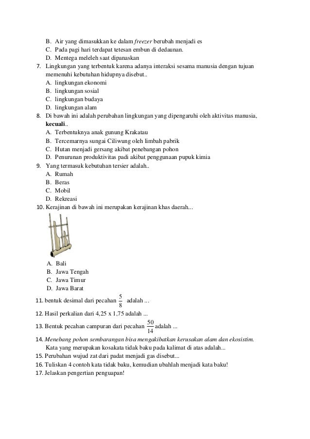 Soal tematik kelas 5 tema 1 Soal tematik kelas 5 tema 1