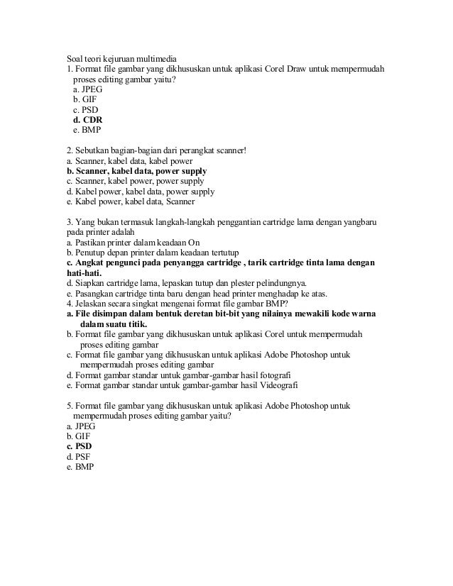 Soal Teori Kejuruan Multimedia