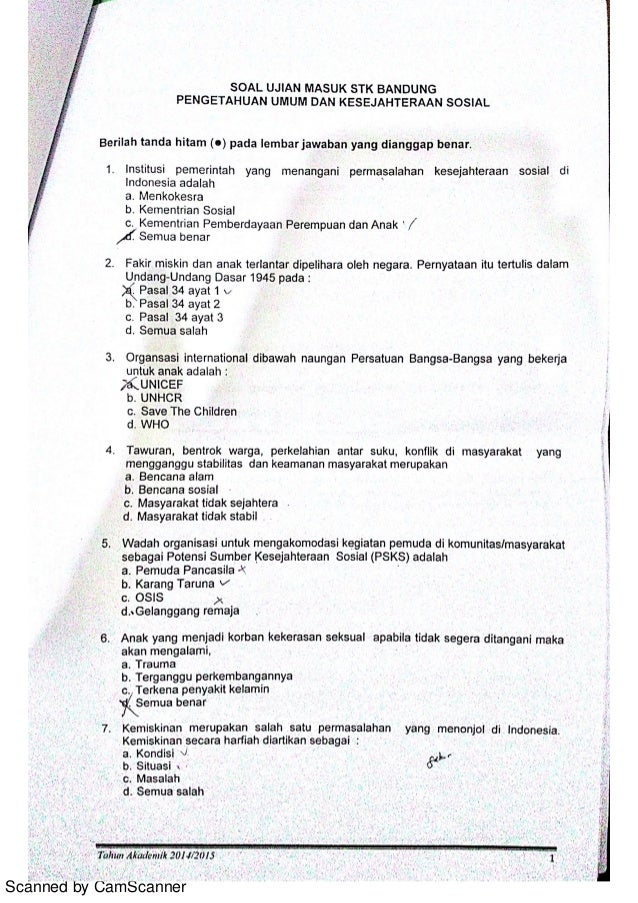 Soal Tes Masuk Sekolah Tinggi