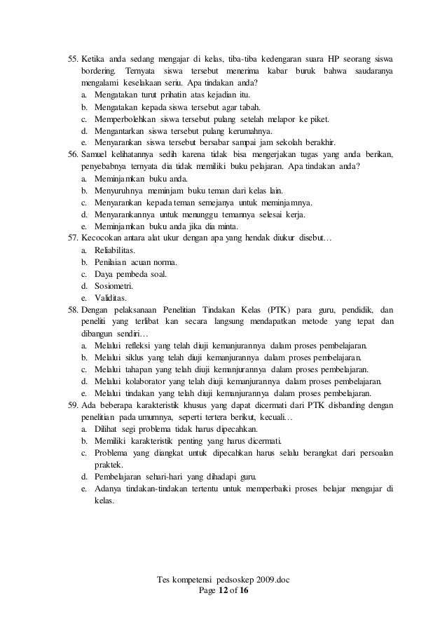 Soal tes kompetensi pra pplt 2009 unimed