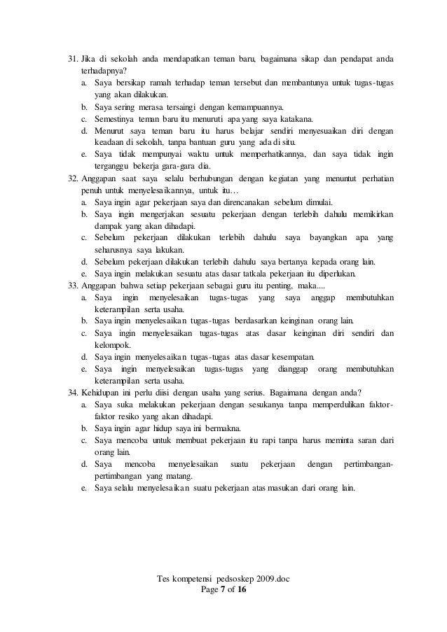 Soal tes kompetensi pra pplt 2009 unimed