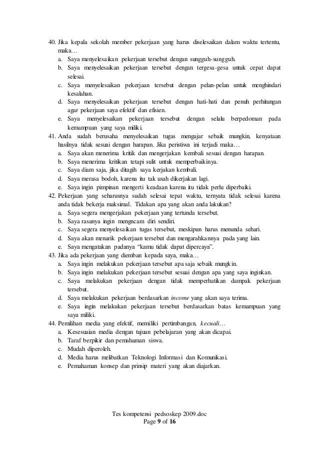 Soal tes kompetensi pra pplt 2009 unimed