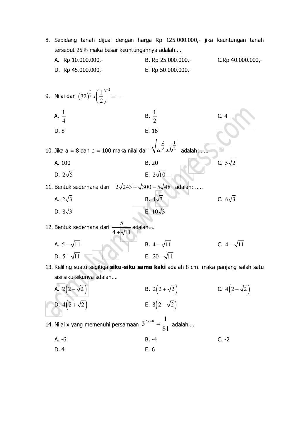 Soal tkm 2012 2013 matematika tehnik a