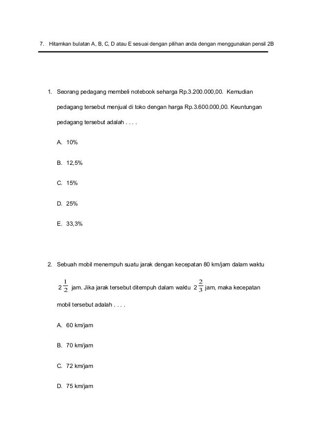 6 kelas matematika soal kecepatan waktu jarak matematika a paket Soal tkm 2011 2012 6 kelas matematika soal kecepatan waktu jarak matematika a paket Soal tkm 2011 2012