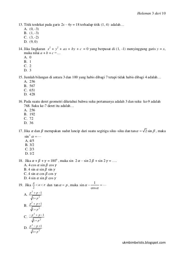 Soal to nasional matematika STIS