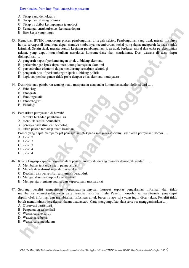 Soal Un Antropologi 2016