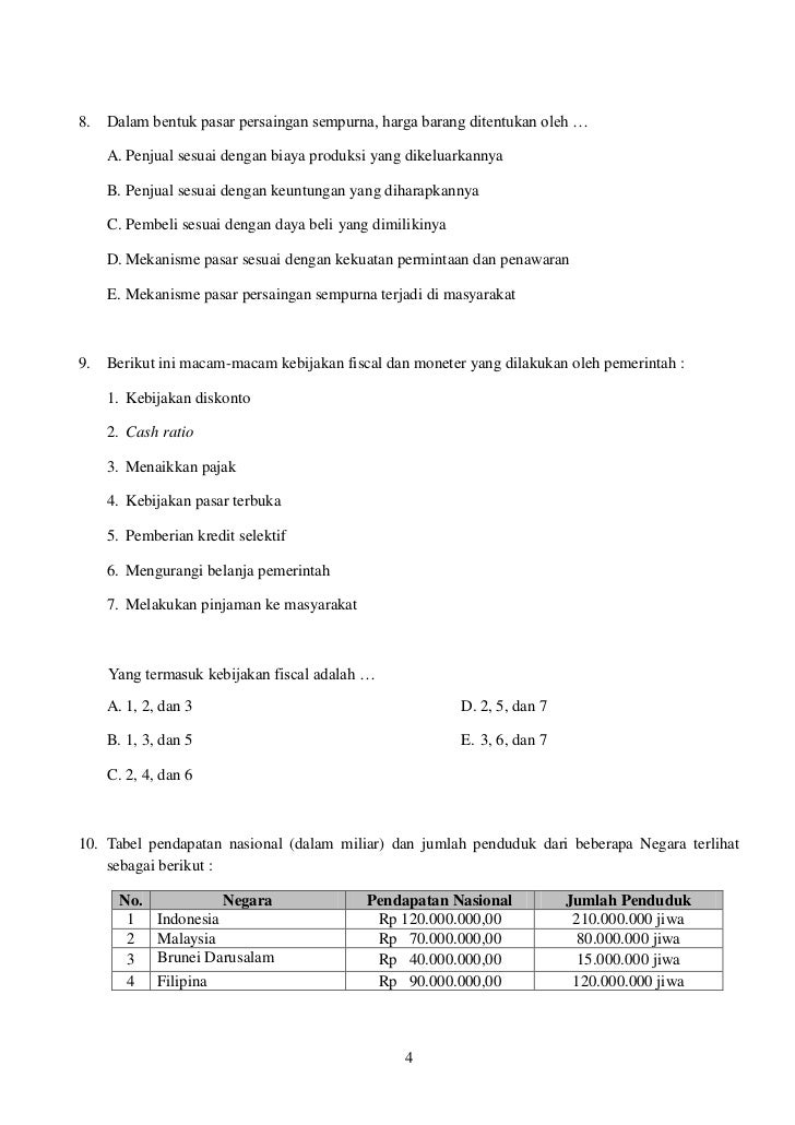 SOAL PREDIKSI EKONOMI UN 2012