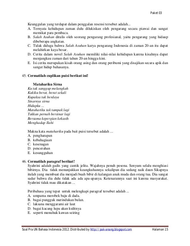 Soal try out un 2012 sma bahasa indonesia ipa ips paket 03