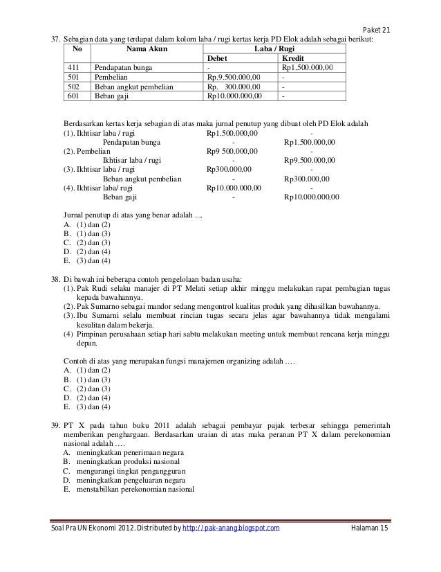 Soal try out un 2012 sma ekonomi paket 21