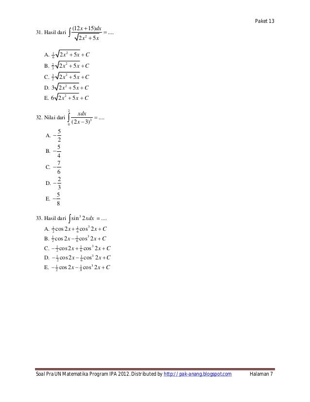 Viral Soal Pra Un Matematika Sma 2019