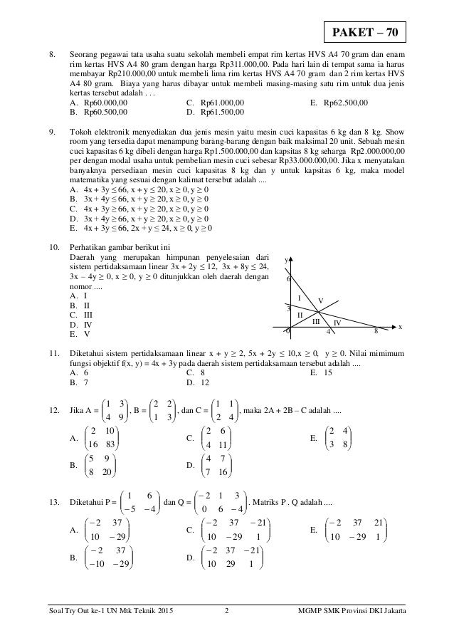 Contoh Soal Try Out Matematika Kelas 12 Smk Dan Pembahasannya Ilmusosial Id
