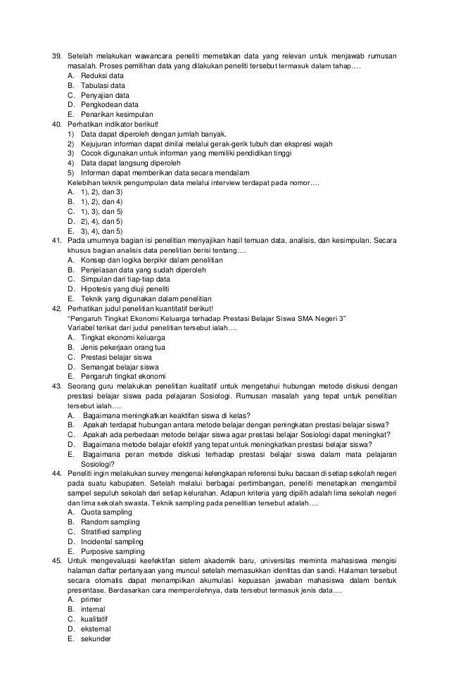 Soal Try Out UN Sosiologi dan Kunci Jawaban (2016)