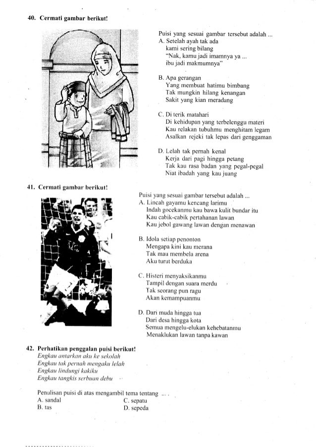 Soal uas genap bahasa indonesia 2014 2015 smp kelas 7 kota