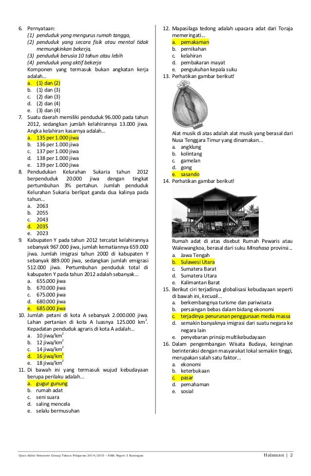 Materi Pelajaran Geografi Sma Kelas Xi Semester Soal Uas Semester 1 Geografi Kelas Xii