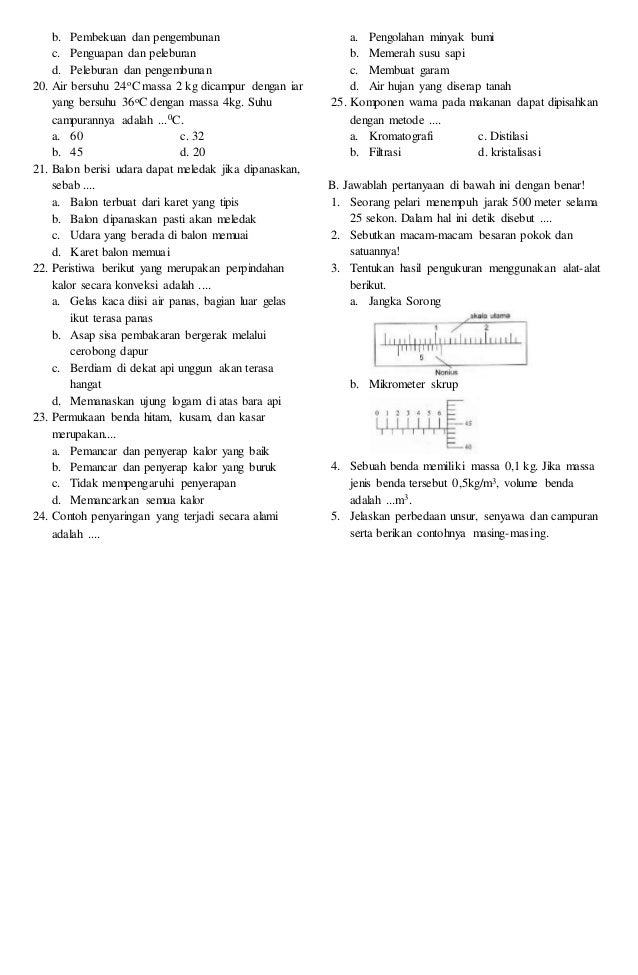 Soal Uas Ipa Kelas 7 16 17