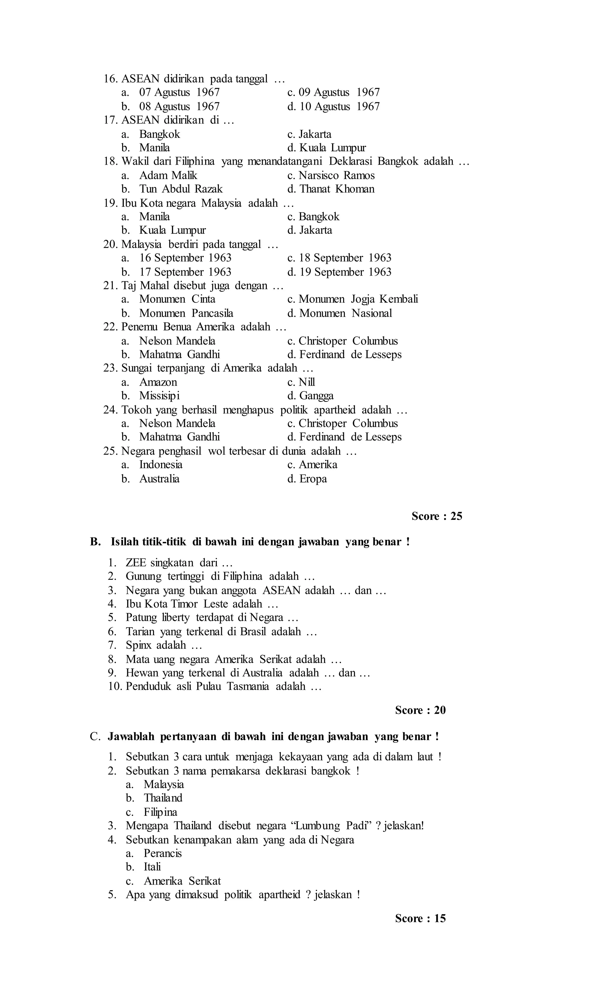 100 Soal UAS Pilihan Ganda Kelas 6 Semester 1 KTSP: Panduan Lengkap untuk Persiapan Ujian 100 Soal UAS Pilihan Ganda Kelas 6 Semester 1 KTSP: Panduan Lengkap untuk Persiapan Ujian