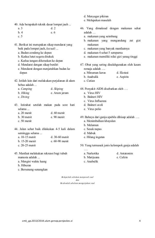 Contoh soal penjas kelas 11 tentang atletik