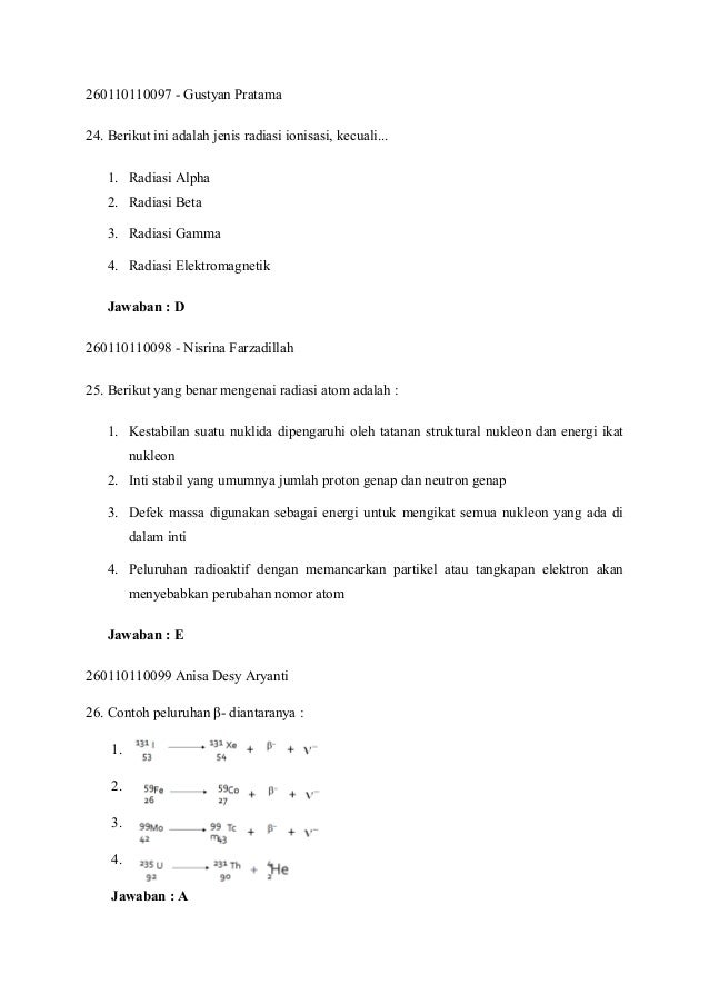 Contoh Soal Kimia Inti Dunia Sosial