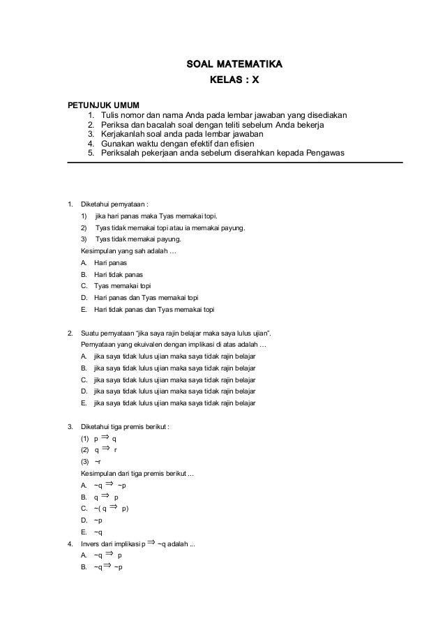 Soal Uas Semester Ii Klas X