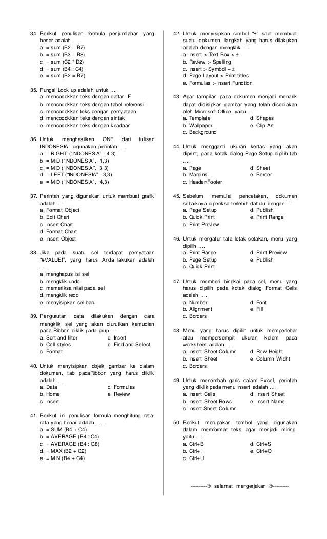 Soal Uas Xi Tik