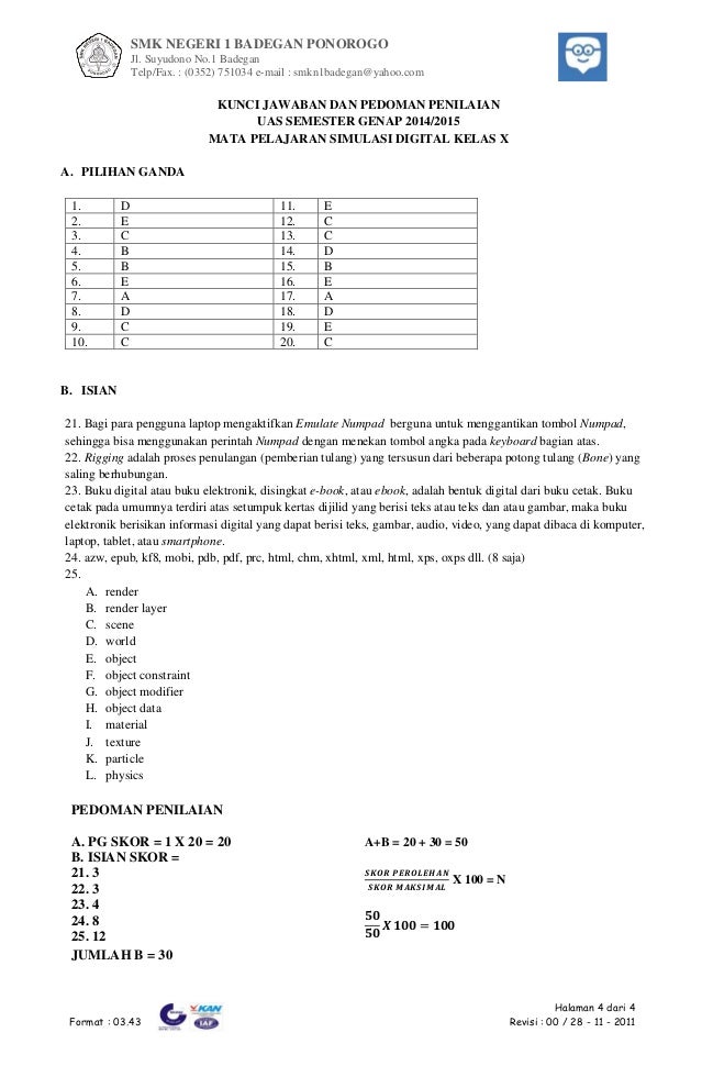 Soal Uas X Simdig Smt Genap 14 15