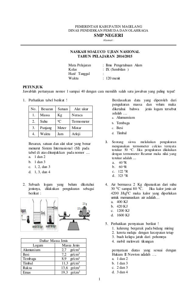 39+ Soal Try Out Ipa Smp Dan Kunci Jawaban Pics