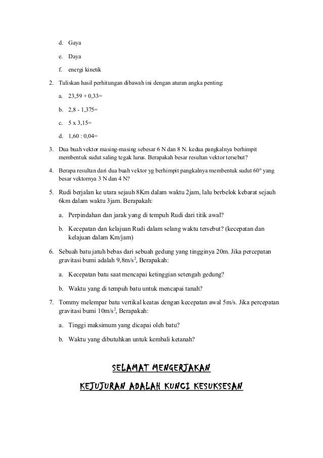 semester 1 fisika soal kelas gaya 8 akhir Soal x ganjil fisika ujian semester kelas