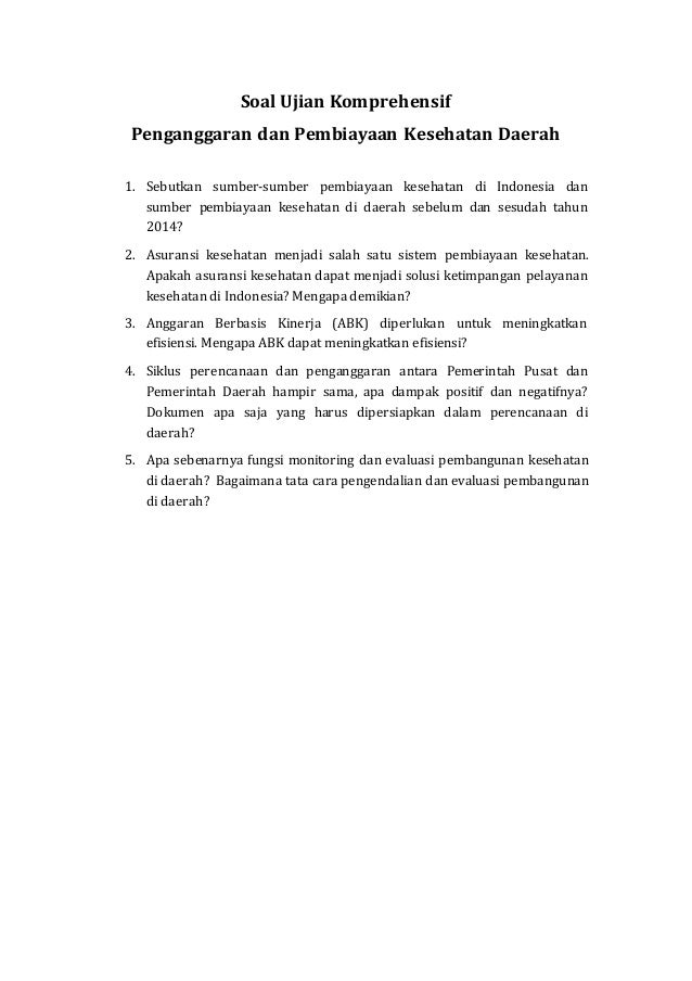 Soal Ujian Komprehensif Manajemen Contoh Soal Dan