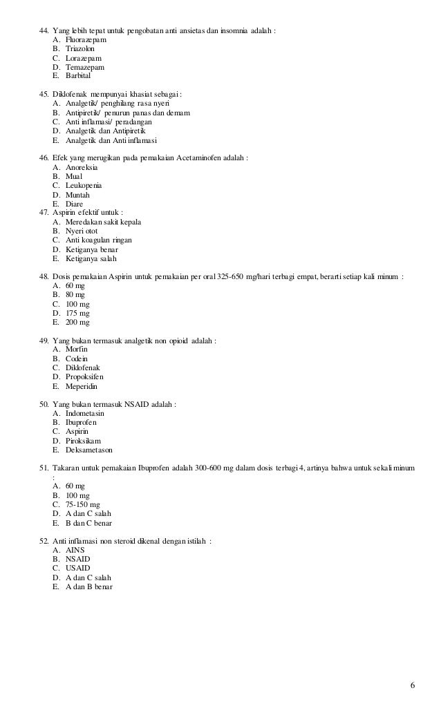 Soal Ujian Mid 2012 Farmakologi