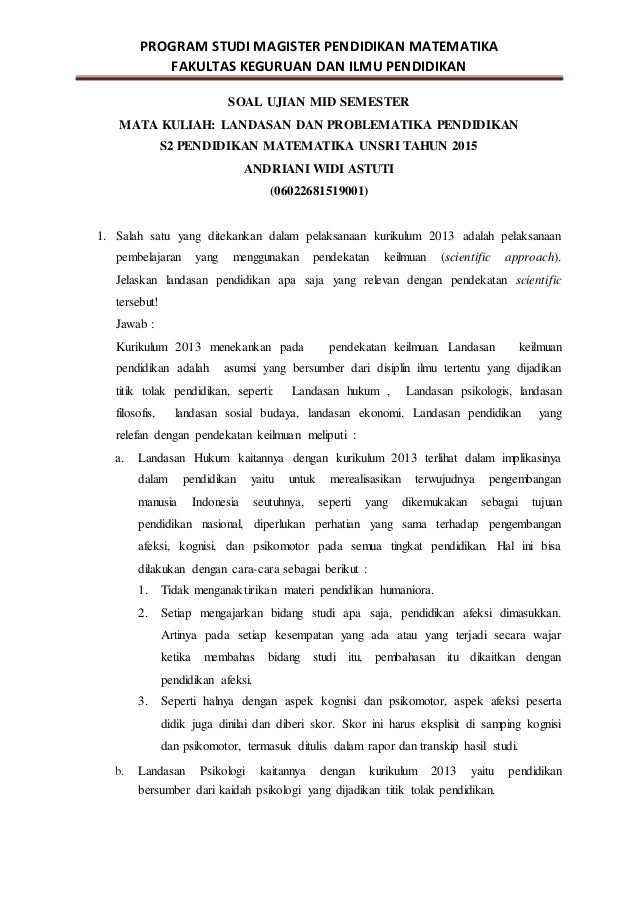 Soal Ujian Mid Semester 2015 Landasan