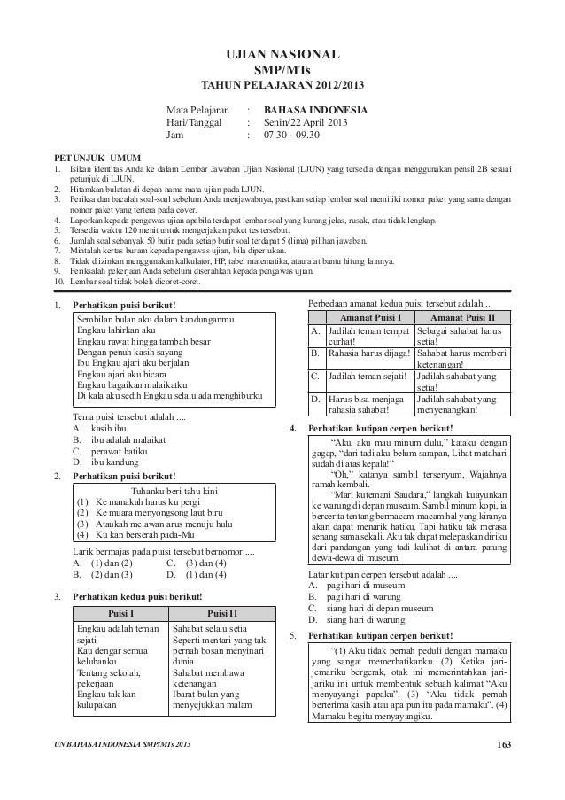 Soal Ujian Nasional 2012 2013 Paket 1