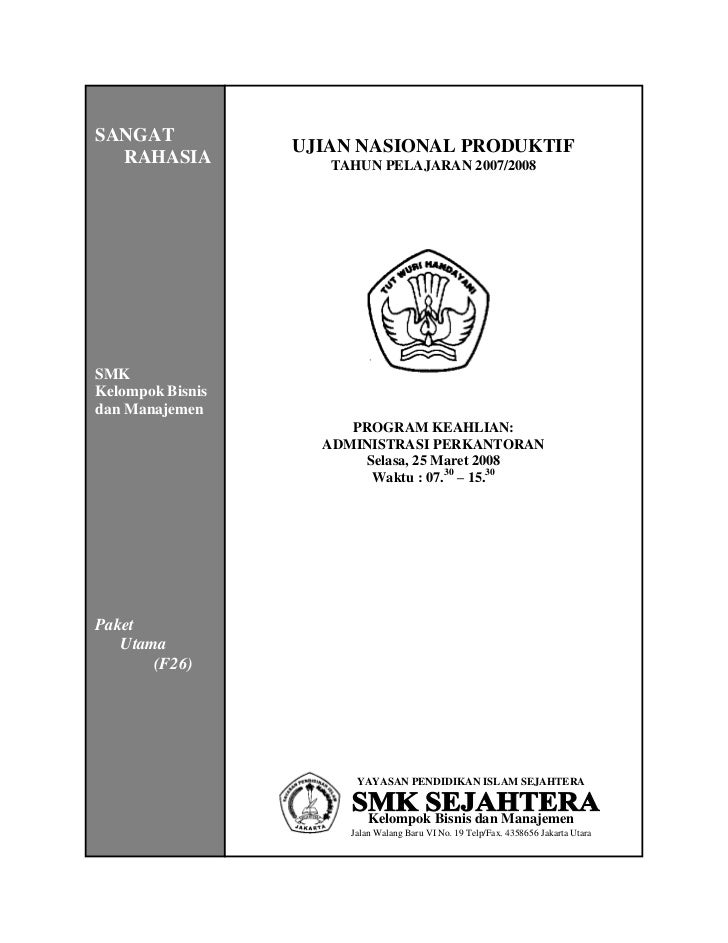 Soal Tes Administrasi Perkantoran / Tes Tulis Staff