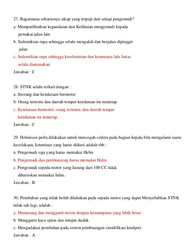 Soal Ujian Teori Sim C