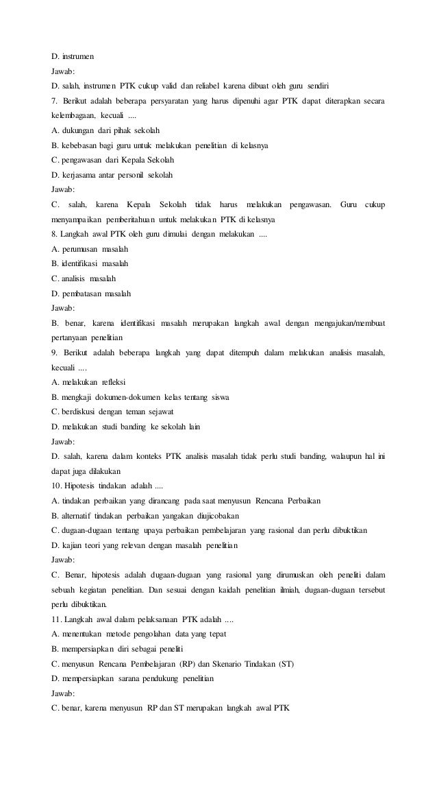 Soal Ujian Ut Pgsd Idik4008 Penelitian Tindakan Kelas