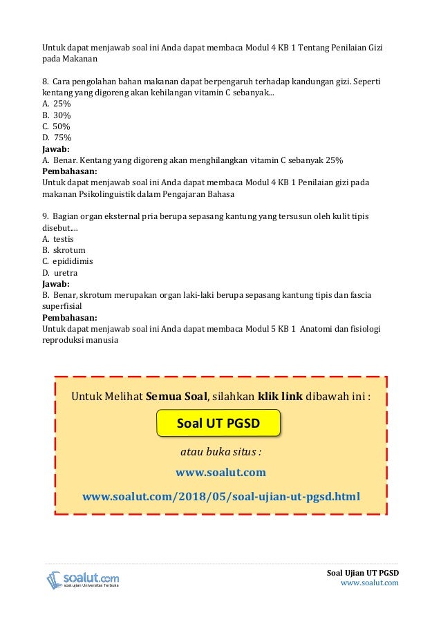  Soal  Ujian  UT  PGSD PDGK4503 Materi dan Pembelajaran IPA SD