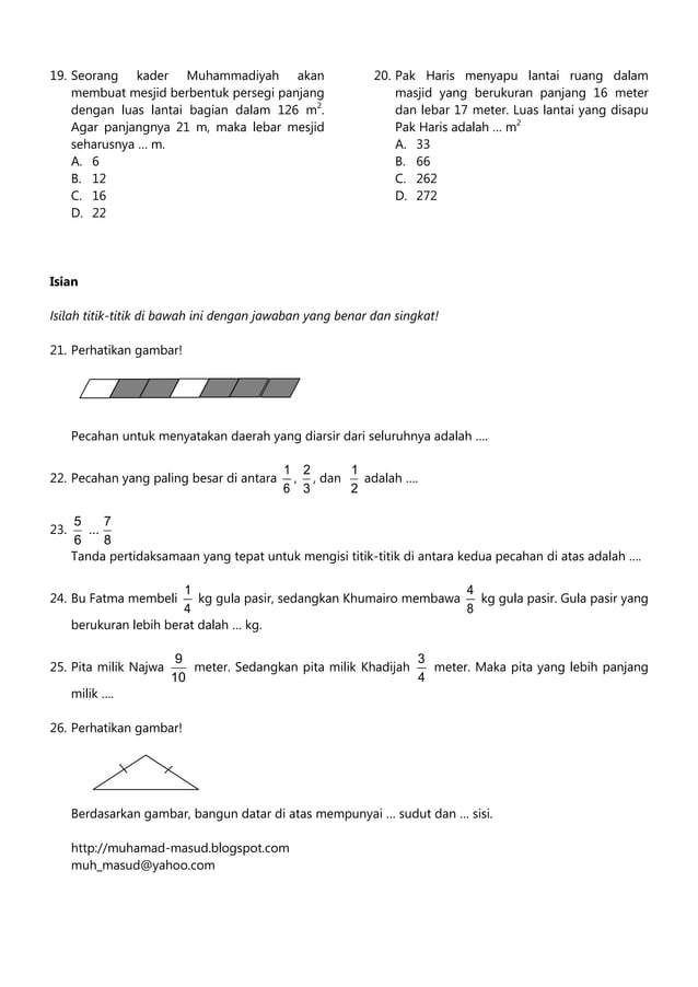 Download soal ukk matematika kelas 3 sd Download soal ukk matematika kelas 3 sd